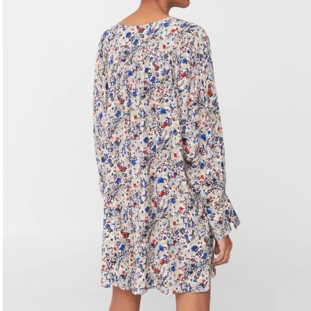 Mango Multicolor Floral Long Sleeve boho mini Dress Size 4 - Picture 2 of 12
